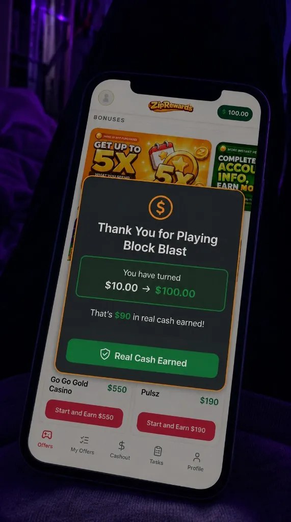 Game earnings dashboard showing $1,200+ total